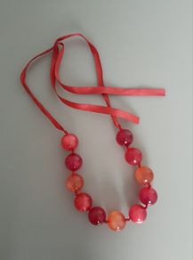 Necklace - Beaded and Ribbon