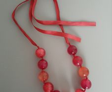 Necklace - Beaded and Ribbon