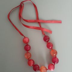 Necklace - Beaded and Ribbon