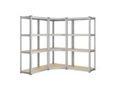 Corner Shelving Set 4 Tiers Heavy Duty Metal Storage Shelving for Garage Storage Room Basement Shelf Load 2625kg Ink Black Natural