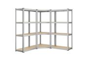 Corner Shelving Set 4 Tiers Heavy Duty Metal Storage Shelving for Garage Storage Room Basement Shelf Load 2625kg Ink Black Natural