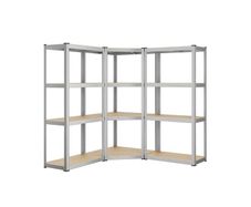 Corner Shelving Set 4 Tiers Heavy Duty Metal Storage Shelving for Garage Storage Room Basement Shelf Load 2625kg Ink Black Natural