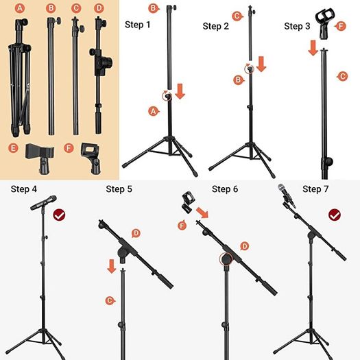 Tripod Boom Sheet Microphone Stand Metal Portable with Carrying Bag, for Performance Singing Speech Wedding Stage and Outdoor (FREE POSTAGE)