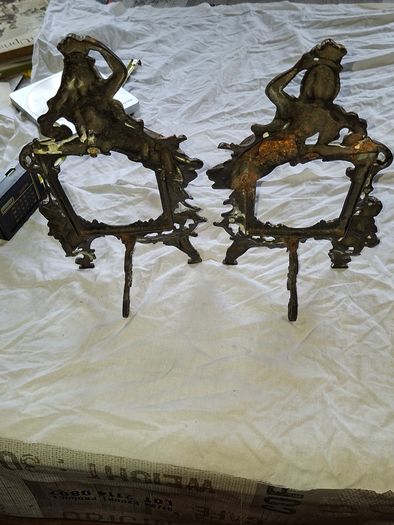Beautiful Pair of Antique Art Nouveau Beatrice Bronzed Photo Frames Cherub Postage Available or Collection