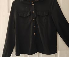 SHEIN Classy Solid Collared Button Up Flap Pocket Shirt,Long Sleeve