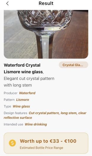 Five Waterford Crystal Lismore Wine Glasses, 1960s.