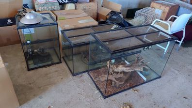 3 different size reptile glass tanks ideal to house , snakes lizards tanks  and bird cage