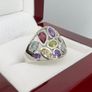 Silver African Amethyst & Multi-Gemstone Cluster Ring Image 4