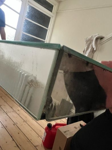 Frameless bevelled full-length mirror