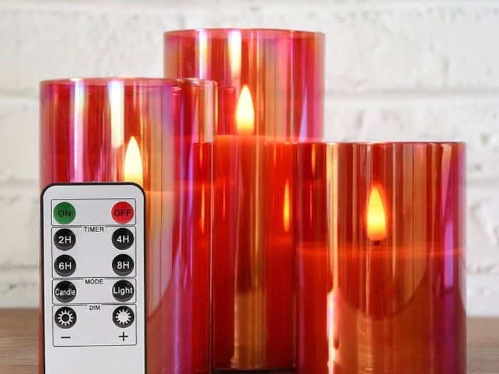 Silver Grey Glass Flameless Flickering Candles with Remote, 3 Pack Realistic LED Fake Candles 3 Inch H 4 Inch 5 Inch 6 Inch