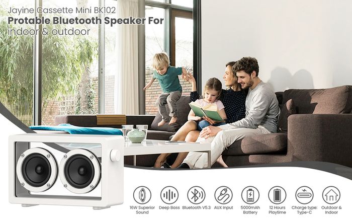 Transparent Cassette Portable Bluetooth Speaker, Minimalist Speakers Bluetooth Wireless Loud, HD Powerful Sound and Wide Compatibility for Indoor  and Outdoor