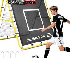 Double Sided Rebounder Net, Football Nets, Reforced Painted Poles, Adjustable Angles, Rebound Net with Target for Skills Training, Portable Football Goals for Garden, 120x120cm