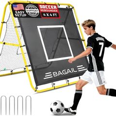 Double Sided Rebounder Net, Football Nets, Reforced Painted Poles, Adjustable Angles, Rebound Net with Target for Skills Training, Portable Football Goals for Garden, 120x120cm