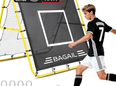 Double Sided Rebounder Net, Football Nets, Reforced Painted Poles, Adjustable Angles, Rebound Net with Target for Skills Training, Portable Football Goals for Garden, 120x120cm