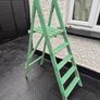 Vintage folding 4 step  painted solid wooden ladder Image 4