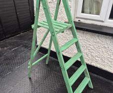 Vintage folding 4 step  painted solid wooden ladder