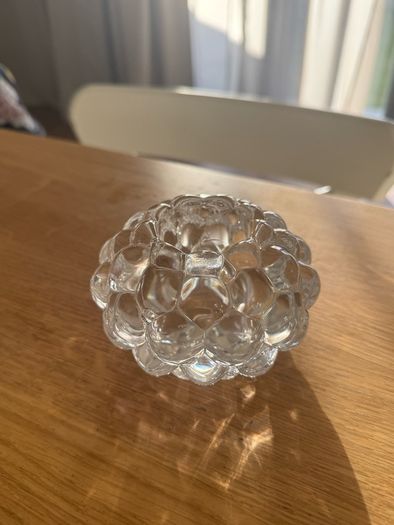 Genuine Orrefors Swedish Crystal Candle Holder Raspberry Collection