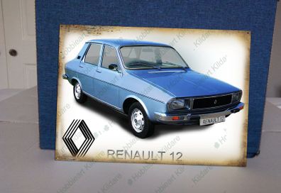 Renault 12 classic car tin sign