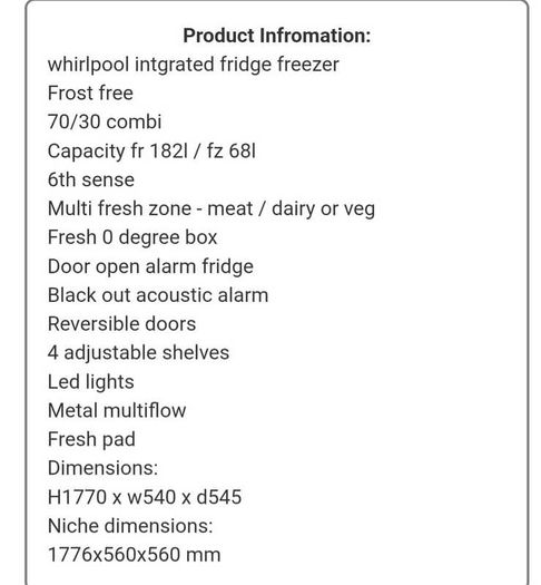 Integrated fridge freezer
