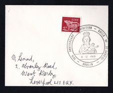 1969 Ireland Guild of St Gabriel 15th Anniversary Exhibition on 6th December 1969 Cancel tying 4d Gerl definitive stamp cover