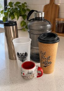 Bottles, cups and mug