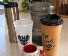 Bottles, cups and mug