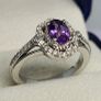 African Amethyst & Moissanite Ring in Rhodium Overlay Sterling Silver Image 3