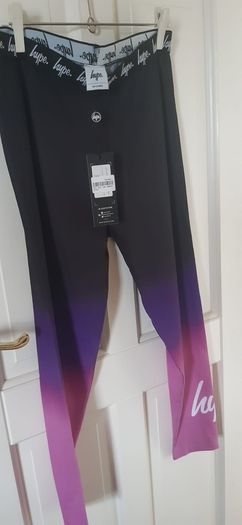 Hype Leggings NEW Black with purple tie dye Age 16 years