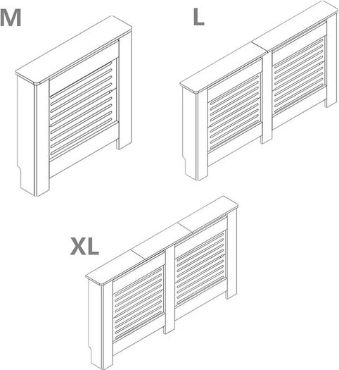 Radiator Cover, Cabinet MDF Horizontal Modern Design White Decorative for Living Room Bedroom L(152cm)