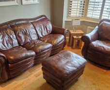 Leather Sofa & 2 Armchairs