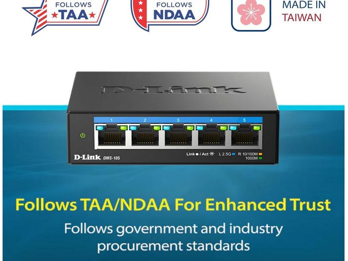 D-Link 5-Port 2.5G Multi Gigabit Unmanaged Gaming Network Switch (metal housing)