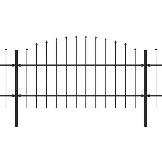 Garden Fence with Spear Top Steel (0.75-1)x15.3 m Black