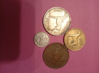 Rare 1928-1937 Irish Free State Coin Set.  First & Last Years. Iconic Animals
