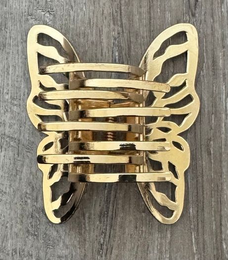 Gold with Silver Studs Butterfly Metal Claw Clip