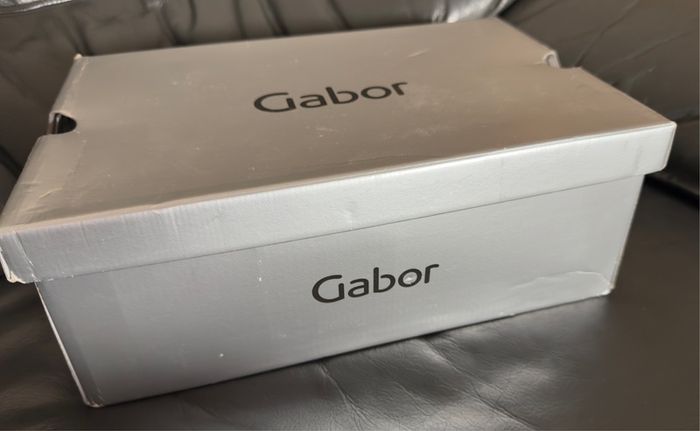 Gabor Enfield Black Patent Womens Ankle Boots in box.