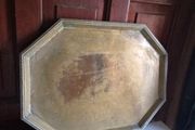 Large Vintage Engraved Solid Brass Tray 60cm Decorative Serving Tray Oriental Style
