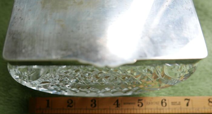 Antique Crystal Cut Glass  Trifle Serving Bowl With Silver Plated Rim and Cover