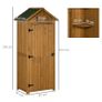 Garden Shed Vertical Utility 3 Shelves Shed Wood Outdoor Garden Tool Storage Unit Storage Cabinet, 77 x 54.2 x 179cm - Natural Image 2