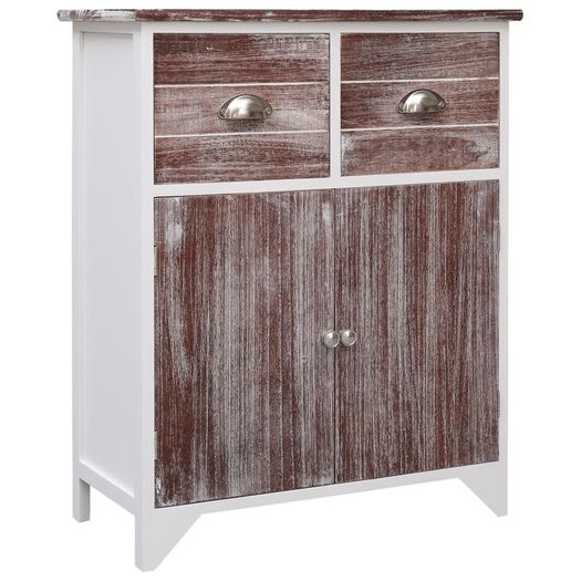 Side Cabinet Brown and White 60x30x75 cm Paulownia Wood