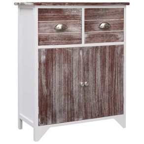 Side Cabinet Brown and White 60x30x75 cm Paulownia Wood