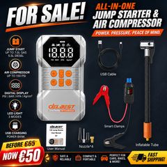 Car Jump Starter with Air Compressor Smart Intelligent Starters Peak Current 1400A