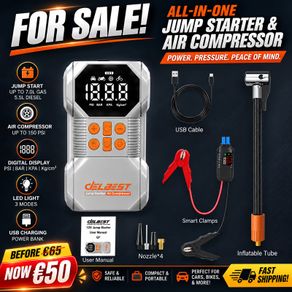 Car Jump Starter with Air Compressor Smart Intelligent Starters Peak Current 1400A