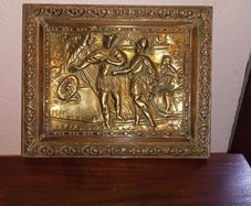 French brass clothes advertising sign