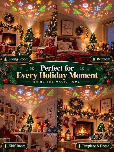 Christmas Tree Projector Night Light 6 Scenes 2 Pack