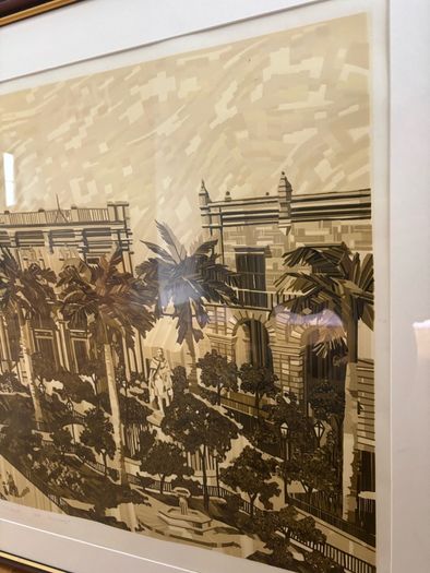 Yosvany Martinez "Plaza de Armas" Signed Cuban Serigraph Large Print 19/50 Framed