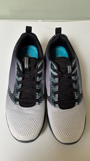 Skechers mens GO WALK Hahn sneakers trainers runners Size 43 UK9.5 BNWT grey black teal no-tie laces