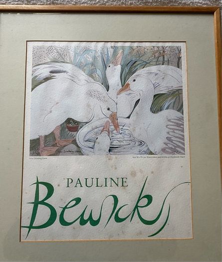 A framed and promotional poster for the solo exhibition of Pauline Bewick 1987
