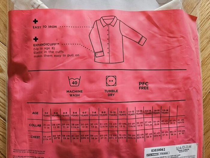 M&S Girls Long Sleeve Cream School Shirt 6-7 Years