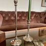Pair of Slender 19th Century Style Silver Chrome Metal Candlesticks Image 3