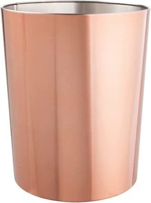 Metal Wastepaper Bin Stainless Steel Bathroom Trash Can Rubbish Basket for Home and Office Rose Gold